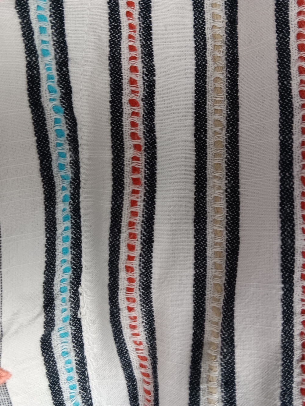 Soft Surroundings Size 1X Gray White Striped Embroidered Aruba Boho Tunic - Picture 5 of 13